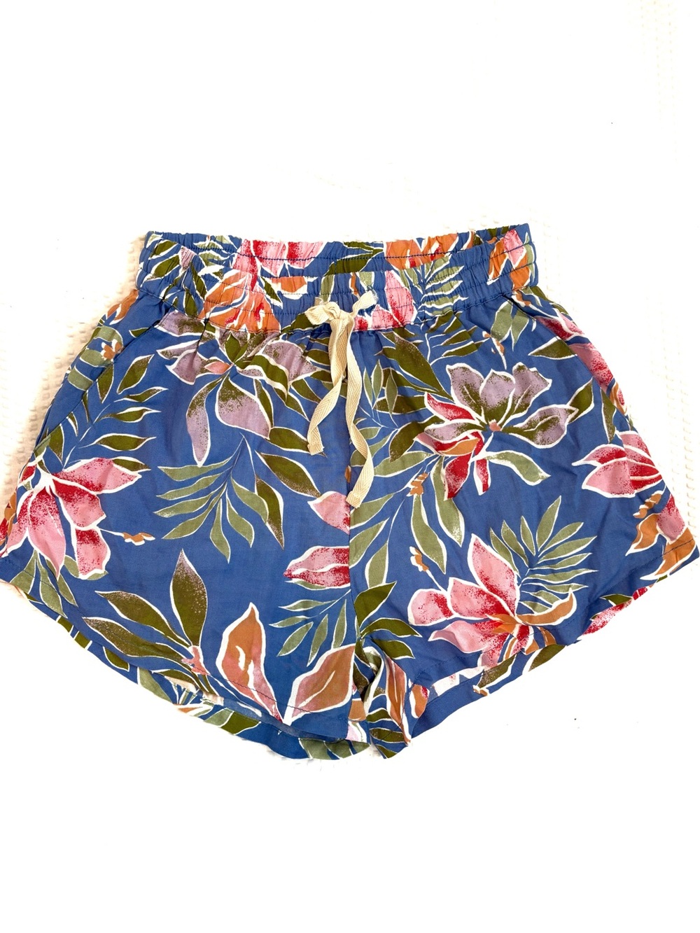 Billabong Blue Tropical Floral Drawstring Soft Shorts